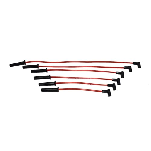 A-Team Performance 6-Cylinder Spark Plug Wire Set - Pack of 6, Red Two-Layer 8.0mm Silicone Wiring - Low-Resistance Ignition Wire Set - Compatible with GMC & Chevy 230/250/292/350 Engines
