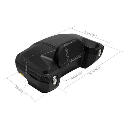 TCMT 96L ATV Storage Box Rack Basket Rear Cargo Trunk Luggage Tail Box with Backrest Universal - color: Black 96L-B
