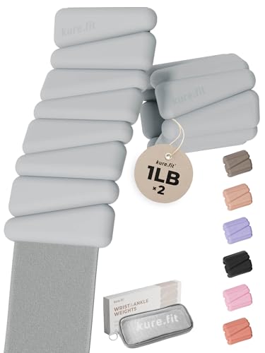 Pilates Wrist & Ankle Weights | Adjustable Weighted Bangles | 1/2/3LB Each - color: Gray, size: 1 LB