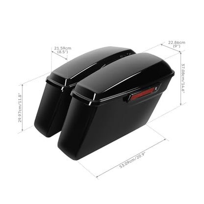 TCMT Hard Saddlebags Bag & Liners Carpet Insert W/Conversion Brackets Fit For Harley Softail 1984-2017 (except Softail Slim, Softail Deuce Models) - color: Chrome Conversion Brackets, size: Style C Vivid Black(Black Latches)