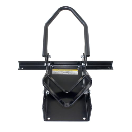 MaxxHaul Motorcycle Wheel Chock - Pivoting Self-Locking Cradle - Fits 14 to 21 Inch Tires - Universal Trailer and Garage Stand (80077) - color: Black