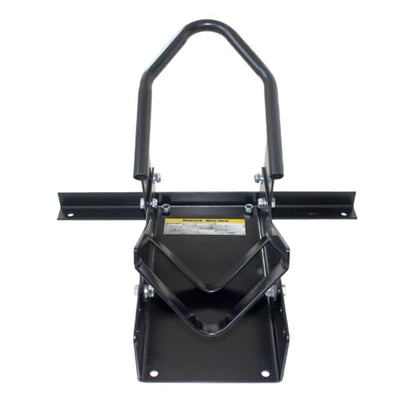 MaxxHaul Motorcycle Wheel Chock - Pivoting Self-Locking Cradle - Fits 14 to 21 Inch Tires - Universal Trailer and Garage Stand (80077) - color: Black