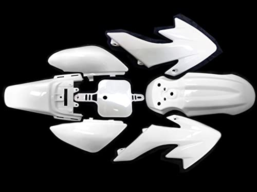 RedCap CRF50 Body Fender Kit for Compatible with XR50 XR 50 CRF 50 SDG SSR Pit Dirt Motor Trail Bike Black with Bolt Work Fairing Plastic 50cc 70cc 90cc 110cc Pit Dirt Bike 7 piece (White)