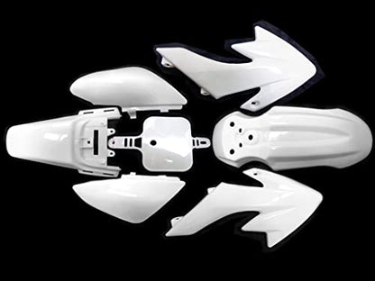 RedCap CRF50 Body Fender Kit for Compatible with XR50 XR 50 CRF 50 SDG SSR Pit Dirt Motor Trail Bike Black with Bolt Work Fairing Plastic 50cc 70cc 90cc 110cc Pit Dirt Bike 7 piece (White)