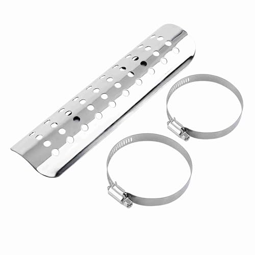 Exhaust Heat Shield, Motorcycle Heat Shield with 2 Stainless Steel Clamps for 50mm-70mm Pipe Diameter