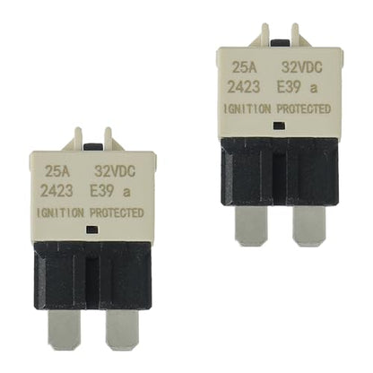 25A DC 12V-32V Manual Reset Circuit Breaker ATC/ATO Low Profile T3 Mini Blade Fuses Breakers for Car Trucks Marine Boat RV Solar and More,2 Pack - style: E39-ATC/ATO-Manual Reset
