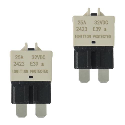 25A DC 12V-32V Manual Reset Circuit Breaker ATC/ATO Low Profile T3 Mini Blade Fuses Breakers for Car Trucks Marine Boat RV Solar and More,2 Pack - style: E39-ATC/ATO-Manual Reset