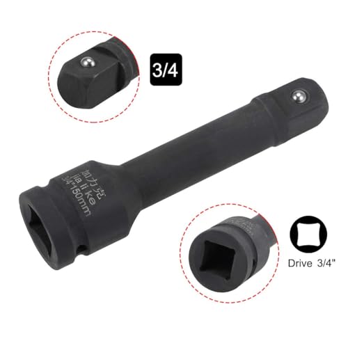 TOP-VIGOR 3/4" Drive Impact Extension Bar 6" Length Square Drive CR-MO Steel for Air Impact Wrenches, Impact driver, Torque Wrench, power Drill, Breaker Bars, Ratchets - size: 3/4" x 6"