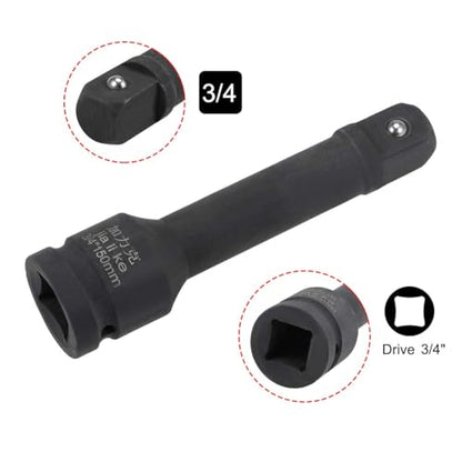 TOP-VIGOR 3/4" Drive Impact Extension Bar 6" Length Square Drive CR-MO Steel for Air Impact Wrenches, Impact driver, Torque Wrench, power Drill, Breaker Bars, Ratchets - size: 3/4" x 6"