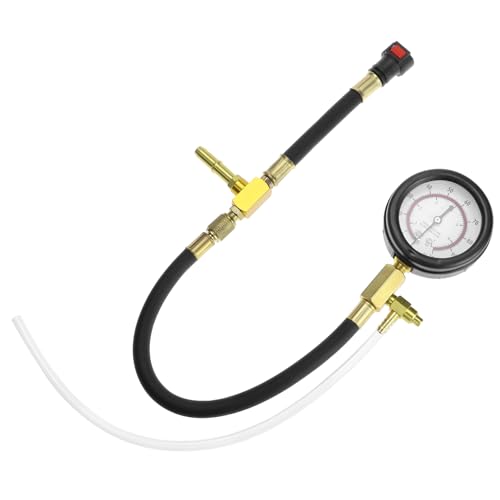 QWORK Universal Fuel Pressure Test Kit, Dual Scale Gauge (0-7 bar/0-100 psi) with Multiple Adapter Sizes, Brass Connectors