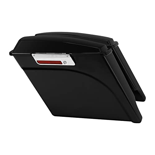 TCMT 5" Hard Saddle Bags Extended Saddlebag Trunk + Lid Latch Keys Fits For Harley Touring FLH FLT Electra Glide Ultra Classic CVO Road King Street Glide Road Glide 1993 1994-2013 - color: Vivid Black Chrome Latches