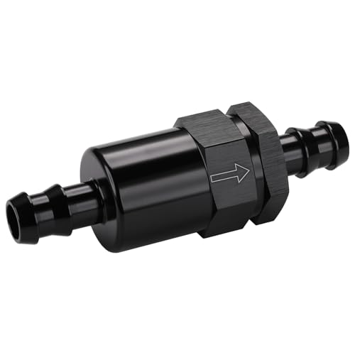 1/2" Billet Inline Fuel Filter 30 Micron Aluminum Black - size: 1/2 inch
