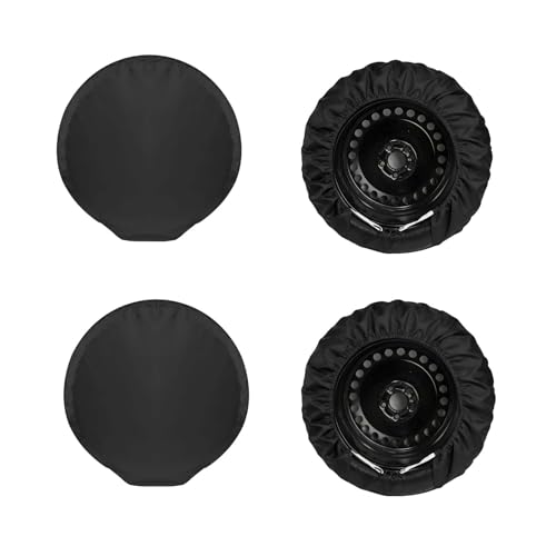 4-Pack RV Tire Covers, Waterproof & UV Resistant Wheel Covers with Windproof Hooks for Trailer, Camper, Truck, SUV & More - Fits Tire‘s Total Diameter 27’’- 29’’/73cm - (Black-S) - size: S-Total Tire Diameter: 27"-29", style: Black
