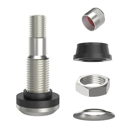SUNSOUL TR416 5pcs Metal Valve Stems Outer Mount Fits .453" & .625" Rim Holes, Silver, High-Pressure Clamp-in Tire Valves - color: TR416-5pcs