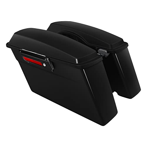 XFMT Motorcycle Saddle bags Hard Saddlebags For Harley Touring 1993-2013 - color: Vivid Black W/ Black Latches#, size: Standard