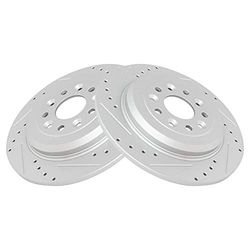 TRQ Rear Performance Brake Rotor Drilled Slotted Pair Set - style: BRA74678