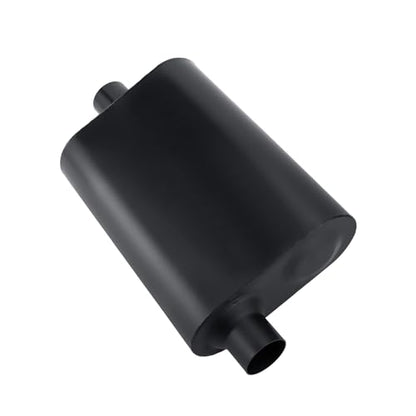 Mufflers 2 Chamber 2.0" Universal Muffler Performance Race Exhaust Muffler 2.0 IN Pipe,Aggressive Sound,Black(2.0" offset in/center out/overall 18") - size: 2" offset in | 2" center out | overall 18", style: Offset in | Center out