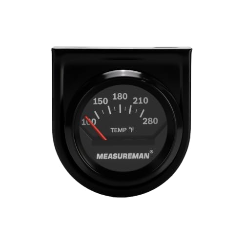 MEASUREMAN 2 Inch Water/Oil Temperature Gauge, 100-280°F, Black Dial