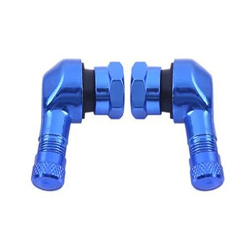 TEAMWILL 2PCS Motorcycle CNC Aluminum 11.3mm Tire Wheel Stem Valve 90 Degree Angled (Blue) - color: Blue