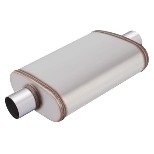 LCGP 2.75" Universal Muffler, Performance Chamber Exhaust Muffler, 2.75" Center In/Out, 20" Overall Length Straight-Through Performance with Stainless Steel Muffler for Truck, Cars(2.75''Inlet/Outlet) - color: Center In / Center Out, size: 2.75 Inch