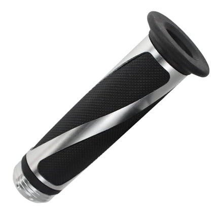 Universal Motorcycle Handlebar Grips Fits for Motorcycles with 7/8" Left Grip and 1" Right - color: Silver