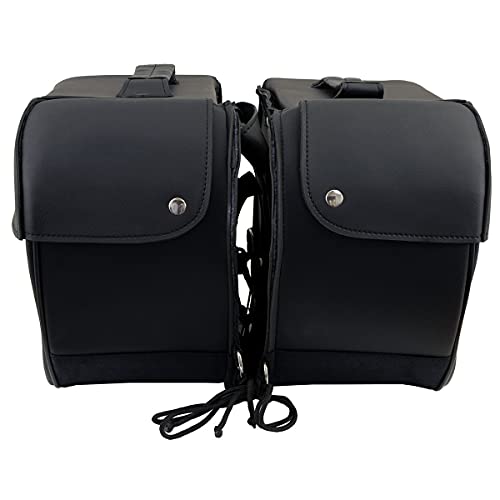 Milwaukee Leather PVC 2-Strap Throw-Over Easy Zip off and off Motorcycle Saddlebags - LG - color: SH669ZB-BLACK, size: Large