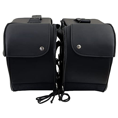 Milwaukee Leather PVC 2-Strap Throw-Over Easy Zip off and off Motorcycle Saddlebags - LG - color: SH669ZB-BLACK, size: Large