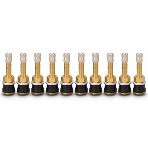 Tire Valve Stems Metal Valve Stems 10Pcs TR500 Tubeless Tire Valve Stems Sturdy Heavy Duty Clamp Valve Stem Core, Brass