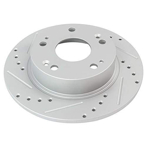 TRQ Brake Rotors Set Performance Premium G-Coated Slotted X Drilled Front - style: BRA13741