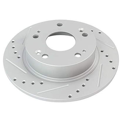TRQ Brake Rotors Set Performance Premium G-Coated Slotted X Drilled Front - style: BRA13741
