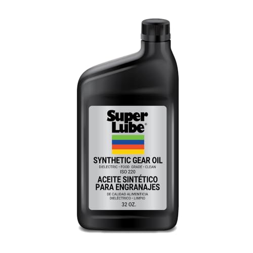 Super Lube Synthetic Gear Oil - Heavy Duty Synthetic Machinery Oil for Truck & Auto Maintenance - NSF H1 Food Grade Gear Lubricant - ISO 220 - Translucent Amber - Bottle - 1 qt (54200) - size: ISO 220 - 1qt Bottle