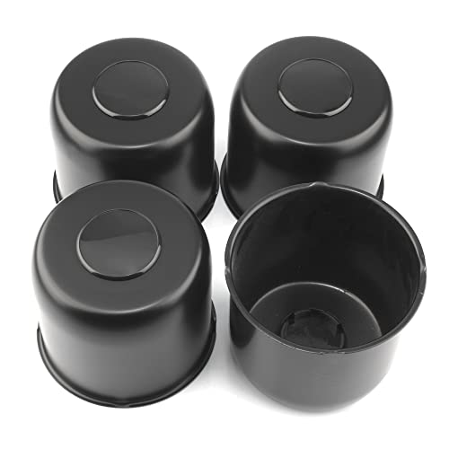 4Pcs 4.9" Trailer Wheel Center Caps Push Through Fit 4.88-4.9in Center Bore Truck Trailer RV SUV Wheels Rims, Steel Black Hub Covers - color: Black, size: 4.9in Hub Hole, 4.33in Tall