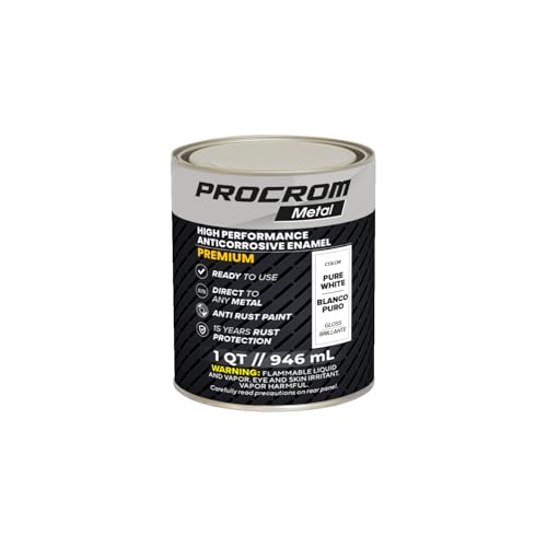 Premium Metal Paint – Gloss Pure White, 1 Quart | Direct-to-Metal, Professional Finish, Anti-Rust Protection, Fast-Drying Indoor & Outdoor Coating - color: Pure White - Gloss, size: 32 Fl Oz (Pack of 1)
