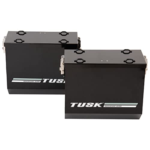 TUSK Aluminum Panniers with Pannier Racks V2 Large Black Compatible with Kawasaki KLR650 2022-2025