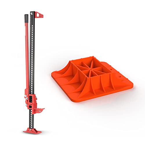 BUNKER INDUST Farm Jack 48" with Jack Base Mate,High Lift Tire Jack Stand Plate Offroad Sand Mud Snow Recovery Kit for Car Truck Jeep ATV SUV UTV - color: 48" Farm Jack with Base