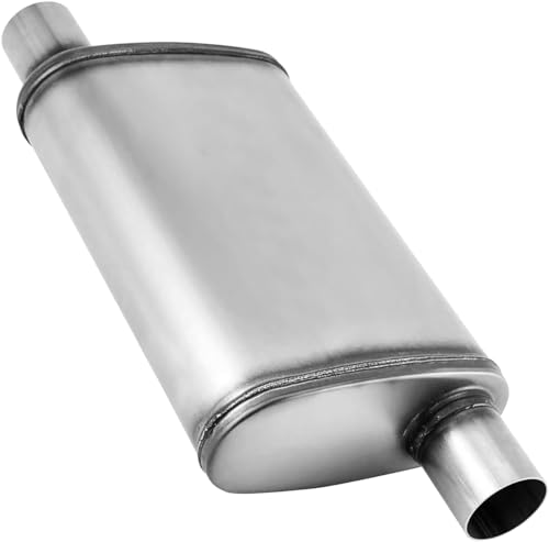 2.25 inch Universal Exhaust Mufflers,Muffler 2.25'' Straight-Through Performance Muffler Resonator 2.25 with Stainless Steel for Cars, Trucks(2.25 inlet/outlet) - size: 2.25in, style: OFF in | OFF out