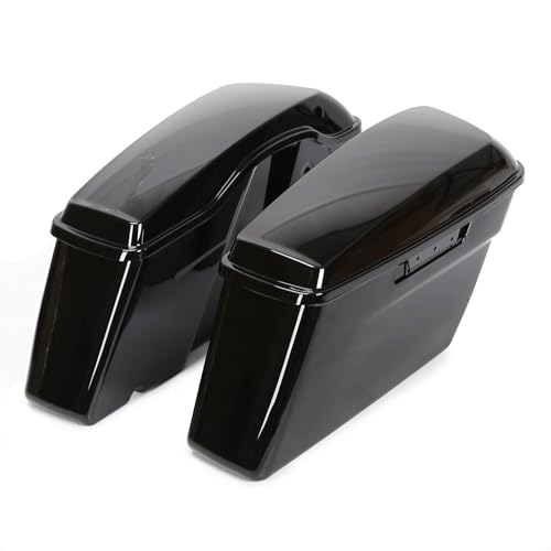 ECOTRIC Pained Hard Saddlebags Saddle Bags Compatible with Davidson - color: Black, size: Style2