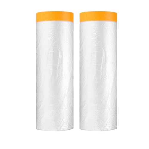 HARFINGTON 2pcs Pre-Taped Masking Film 43.3" x65ft w Plastic Sheeting,Clear - color: Clear, size: 43.3"x65ft