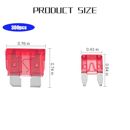 Mandark 300PCS 2-40 Amp Standard Mini and Low-Profile Blade Fuse Kit - color: 300PCS