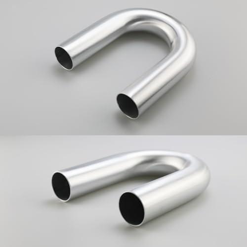 51mm (2") OD 180 Degree Elbow 2 Inch Aluminum Intercooler Pipe Air Intake Tube, 1.5D Radius, Center to Center Distance 6.22" (158mm), Brushed Finish - color: 180 Degree, size: OD 2" (51mm)