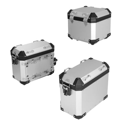 TCT-MOTORPARTS Panniers Top Tail Box Luggage Saddlebags Side Case Fits for BMW R1300GS 2023-2025 - color: Chrome Saddlebags (42L)+Trunk (38L)