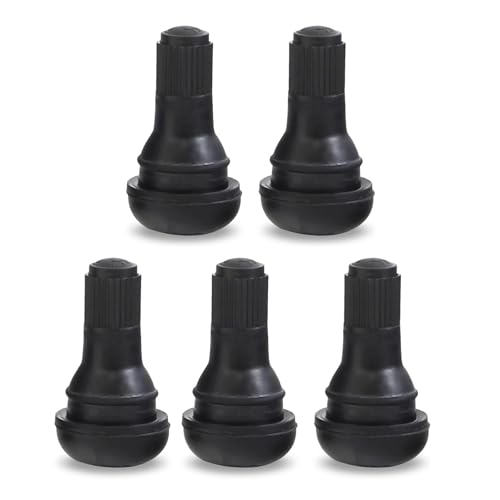 Qurbun 5 PCS TR412 Tire Valve Stems, Rubber Snap-in Short Tubeless Tire Valve Stem, Air-Tight Seal Valve Stem Replacement Kit, Fit for 0.453 inch Rim Holes on Standard Vehicle Tires (Black) - size: 5 PCS # TR412