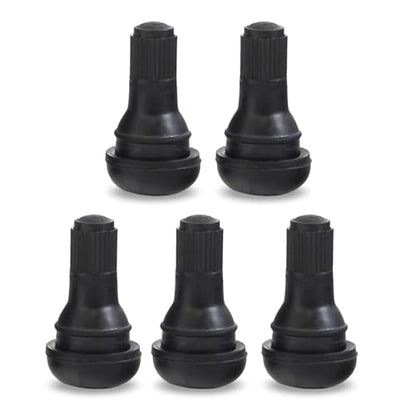 Qurbun 5 PCS TR412 Tire Valve Stems, Rubber Snap-in Short Tubeless Tire Valve Stem, Air-Tight Seal Valve Stem Replacement Kit, Fit for 0.453 inch Rim Holes on Standard Vehicle Tires (Black) - size: 5 PCS # TR412