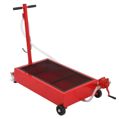 Low-Profile Rolling Oil Drain Pan Cart, 20 Gallon Oil Catch Drain Tank - color: Red, size: 20 Gallon | with 110V Electric Pump