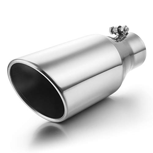 Exhaust Tip 3" Inlet to 5" Outlet, A-KARCK 12" Overall Length Polishing Bolt On Exhaust Tailpipe Tip Protect Tailpipe - size: 3" Inlet 5" Outlet 12" Long, style: POLISHED