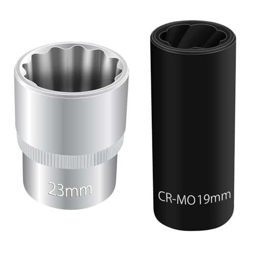 1/2" Dr 12Pt 23mm Spline Socket & 19mm Twist Lug Nut Socket for BMW