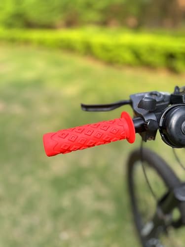 Bike Grips Bicycle Handlebar End Grips Replacement Handle Bar Grips Non-Slip Soft Rubber Protector for Mountain Bike Tricycle Wheel Chair - color: RED