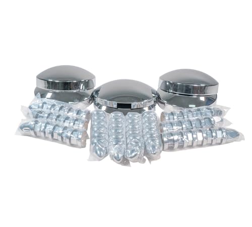 Mytee Products Steel Chrome Axle Wheel Cover Set - Includes (2) Front Hub Caps, (4) Rear Hub Caps, (60) Lug Nut Covers 33mm for Semi Truck | Axle Cover Combo Kit - size: 1 - Pack