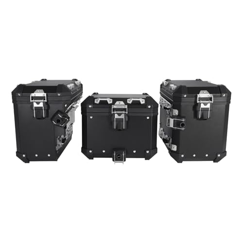 TCMT Trunk Top Box Saddlebags Side Case Fit For BMW R1200GS/R1200GS Adventure 2013-2018 R1250GS 19-24 F850GS/F850GS Adventure 17-22 F900GS 23-25 - color: Black, size: Saddleabg & Trunk Set