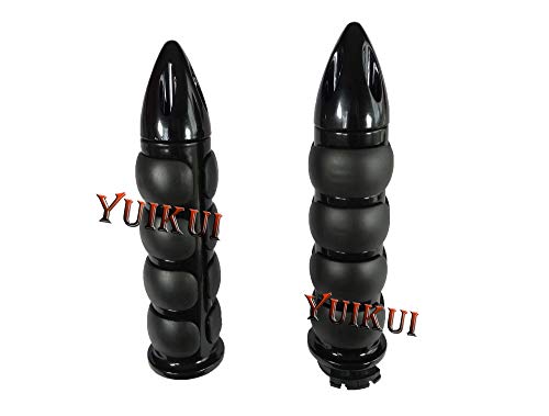 Motorcycle Black Chrome Grips 32mm/1-1/4 Inch Rubeer Hand Grips Handlebar Grips with Boss Throttle Compatible with Honda VT1300/FURY/INTRESRATE/SABRE 2009-2015 - color: Blcak,Type 2(No boss throttle)